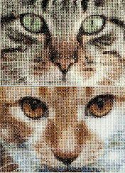 【テアグーベルヌール社】Thea_543・Cats・Tess+Simba・猫の顔2連作・クロスステッチキット・18ct・16.5×11.5が2つ・全面刺し