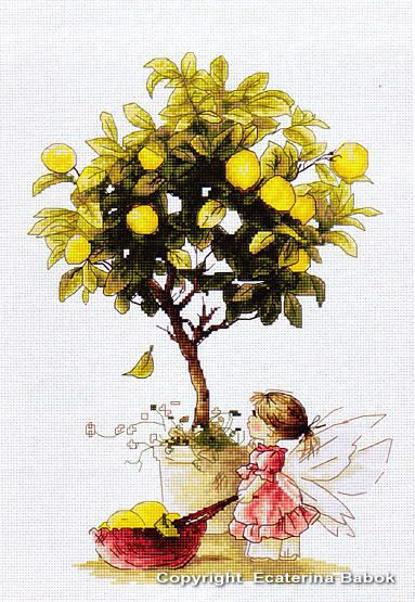 【Luca-sルーカス社】B1111・Lemons Fairy・レモンの妖精・クロスステッチキット・16ct布・20×29