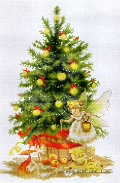 【Luca-sルーカス社】B1117・Christmas Tree Fairy・ツリーと妖精・クロスステッチキット・16ct布・19×28.5