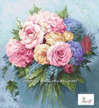【Luca-sルーカス社】B2371・Bouquet・ピンク色バラと紫陽花 