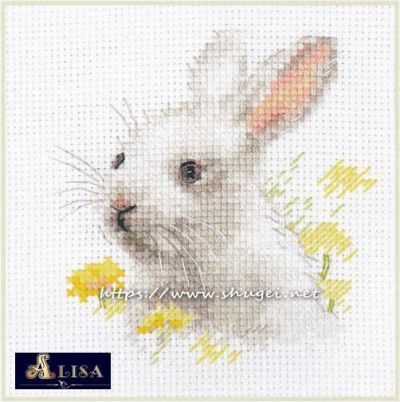 【Alisaアリサ社】0-226・White bunny・白うさぎ・14CT・9×9・初心者向・ロシア