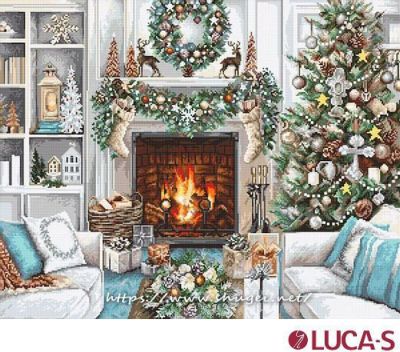 箱入り【Luca-sルーカス社】B2394・Christmas  Interior・クリスマス・クロスステッチキット・18CT・42×34・ハイレベル向・全面刺し