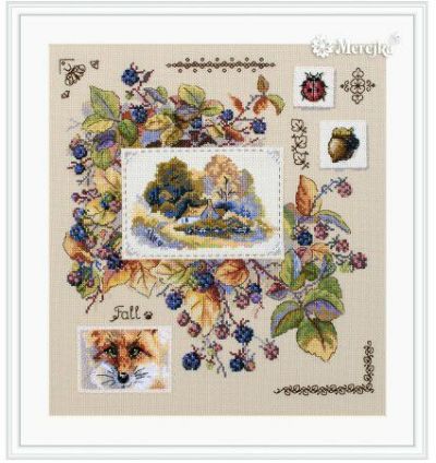 【Merejkaメレイカ社】k-131・Autumn Sampler・秋ブラックベリー・クロスステッチキット・16CT・30×32・DMC糸