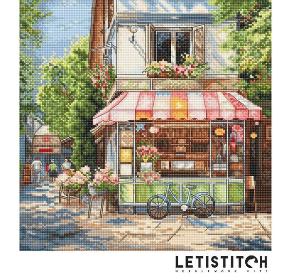【クロスステッチ完成品】パリの街並み　全面刺しLETISTITCH クロスステッチ完成品】パリの街並み 全面刺しLETISTITCH 花 柄 クロス
